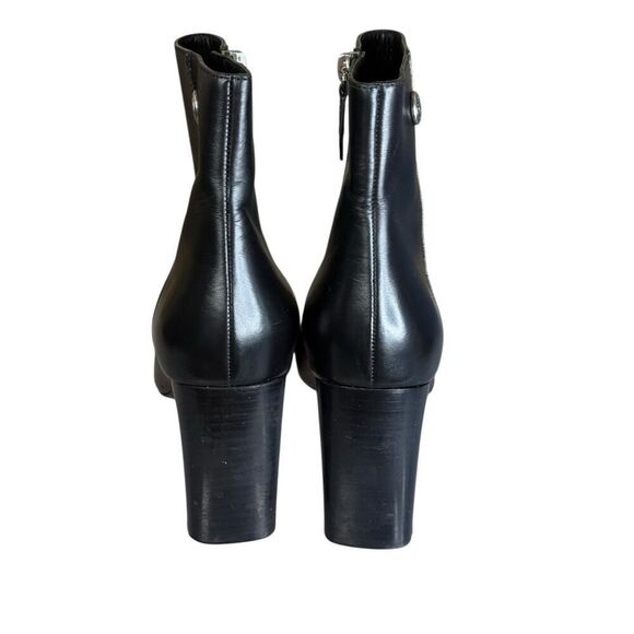 Longchamp Epure Black Leather Ankle Boots EU 40 US 9.5 Pointed Toe Heels - Picture 6 of 10